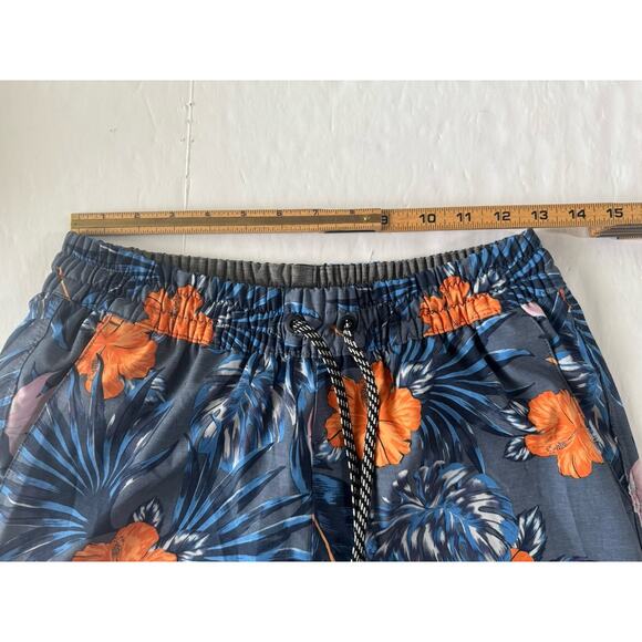 Hurley Swim Trunks Shorts Hibiscus Flower Volley Mens Small Blue Lined #5467 - Picture 11 of 11